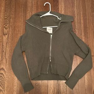 Abercrombie Olive Knit Zip Sweater